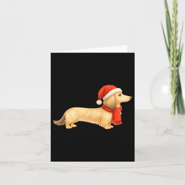 Tarjeta Shaded Cream Christmas Dachshund Dog Mom Funny Cut (Anverso)