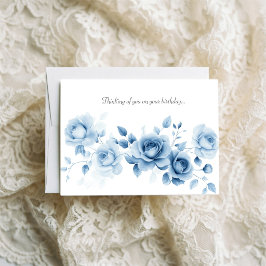 Tarjeta Shades of Blue Roses Vintage Floral Design