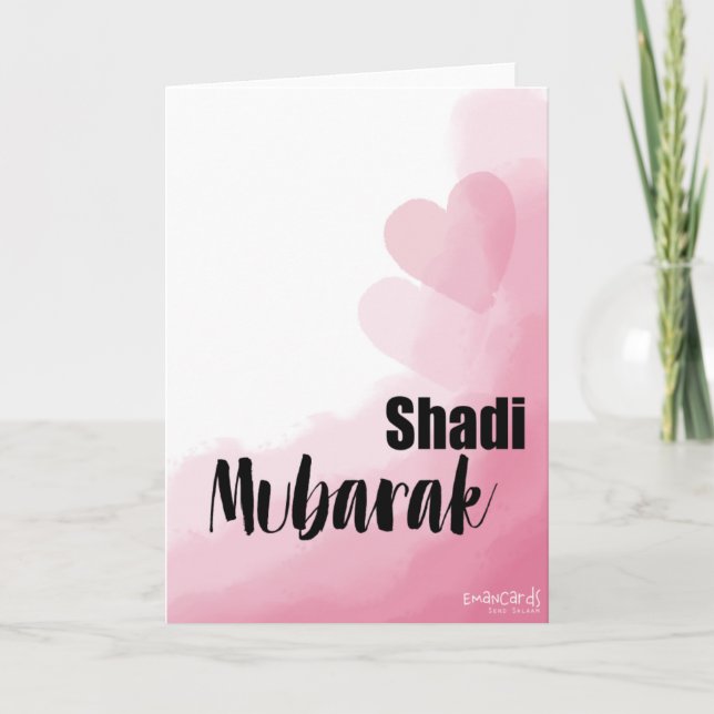 Tarjeta Shadi Mubarak - Pink Hearts (Anverso)