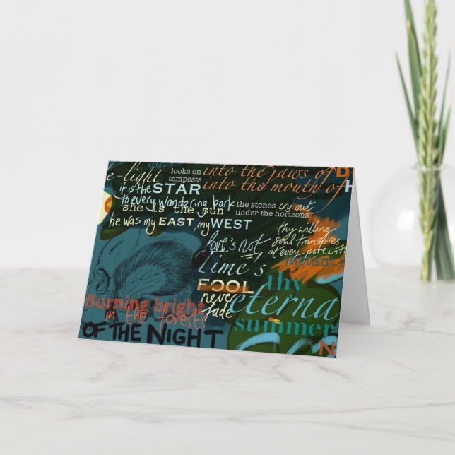 Tarjeta Shakespeare cita oscuridad de la poesía del amor (Anverso)