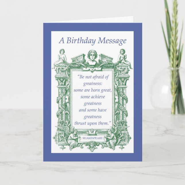 Tarjeta Shakespeare Great Birthday Ornate French Frame con (Anverso)