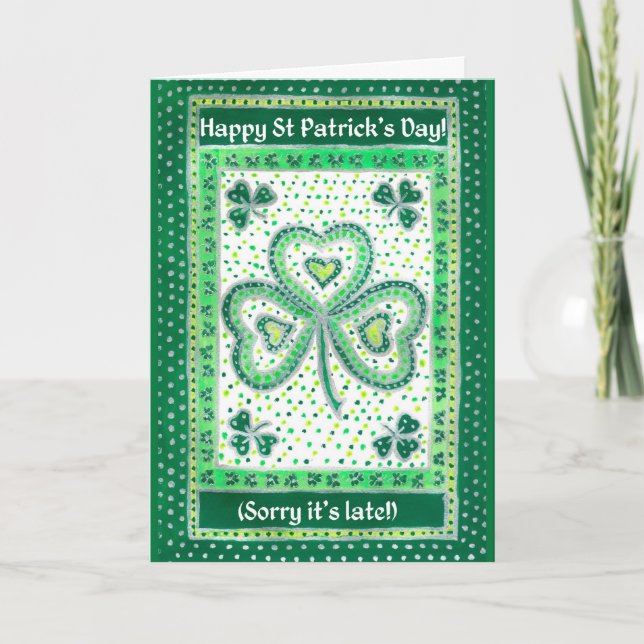Tarjeta Shamrock Belated St Patrick's Day Card (Anverso)