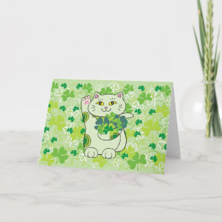 Tarjeta Shamrock Bouquet Maneki Neko (Gato Suertudo)