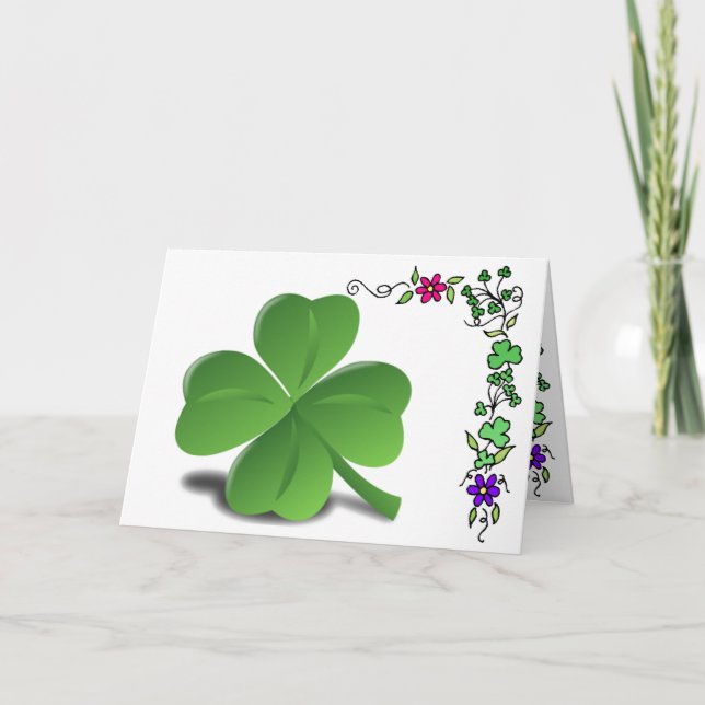 Tarjeta Shamrock Clover del Día de San Patricio (Anverso)