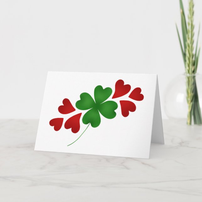 Tarjeta Shamrock con corazones (Anverso)