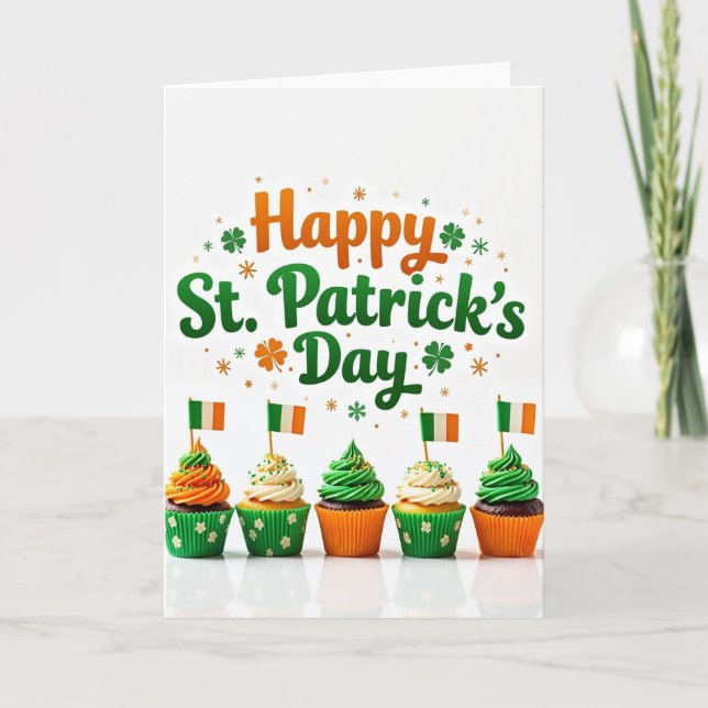 Tarjeta Shamrock Cupcake Pattern Card (Anverso)
