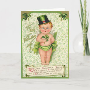 Tarjeta Shamrock Cupid Cherub St Patrick's Day Heart