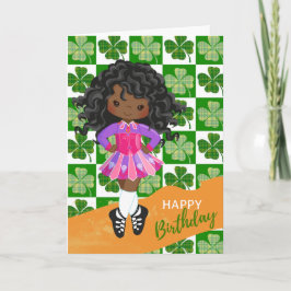 Tarjeta Shamrock Irish Dance Black Chica Cumpleaños
