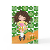 Shamrock Irish Dance Brunette Chica Cumpleaños
