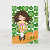 Shamrock Irish Dance Brunette Chica Cumpleaños