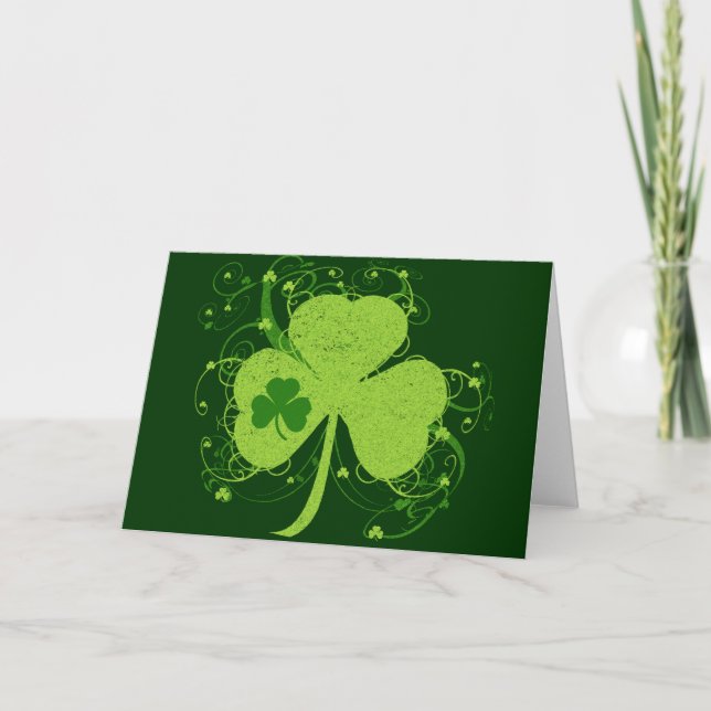 Tarjeta Shamrock irlandés verde (Anverso)