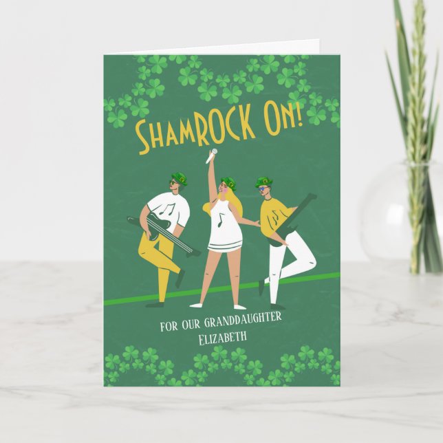 Tarjeta Shamrock on for Grandgirl St. Patrick's Band (Anverso)