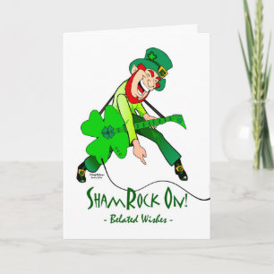 Tarjeta ShamRock On, Leprechaun, Belated St.