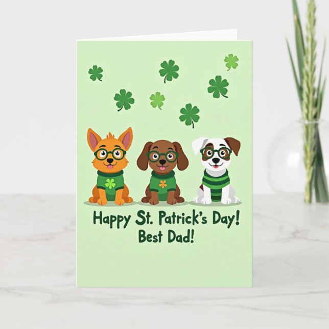Tarjeta Shamrock Puppy Best Dad Card (Anverso)