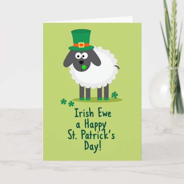 Tarjeta Shamrock Sheep Holiday Card (Anverso)