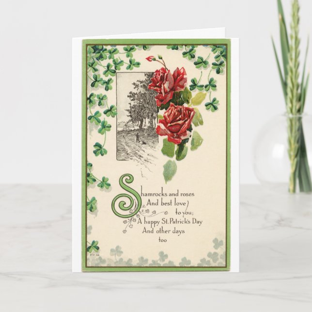 Tarjeta Shamrock Y Rosas (Anverso)