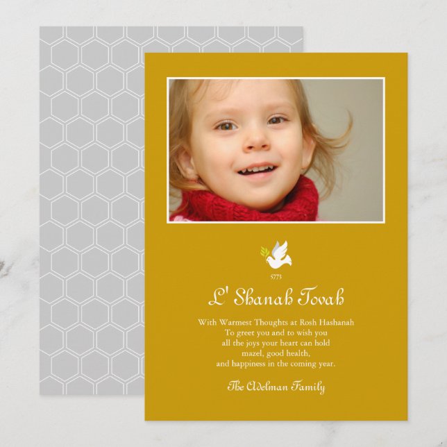 Tarjeta Shana Tova Peace Dove Rosh Hashanah (Anverso / Reverso)