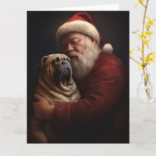Tarjeta Shar Pei con Santa Claus Festivo de Navidad