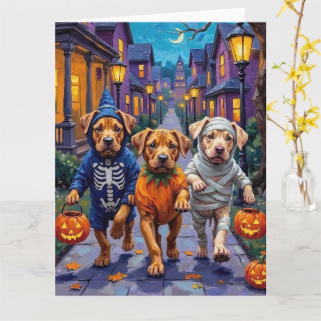 Tarjeta Shar Pei Dogs Trick-or-Treating Halloween Costumes (flor amarilla)