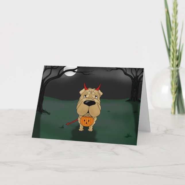 Tarjeta Shar-Pei Halloween (Anverso)