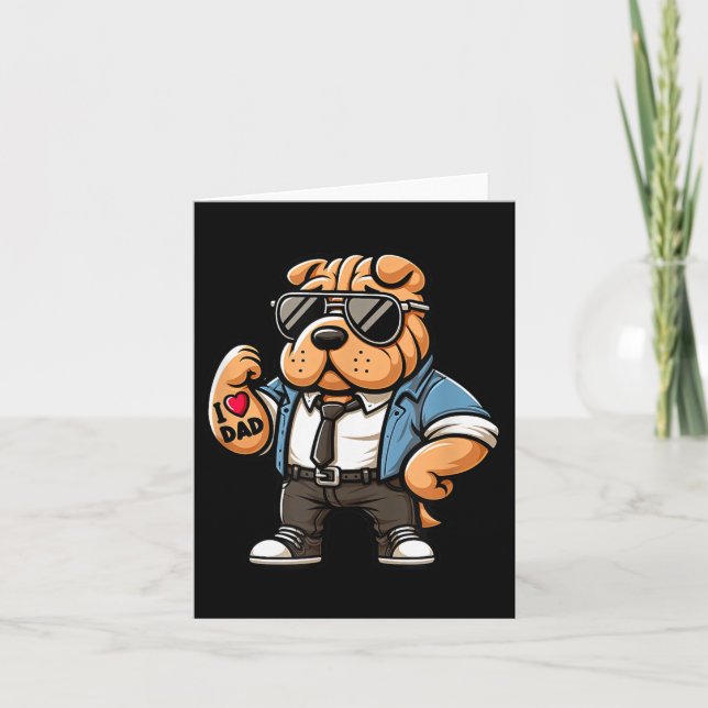 Tarjeta Shar Pei I Love Dad Funny Dog Tattoo (Anverso)