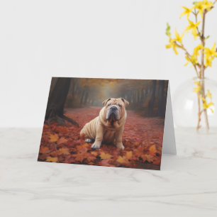 Tarjeta Shar Pei se inspira en las hojas de otoño