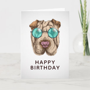 Tarjeta Sharpei En Gafas De Sol   Añadir el texto