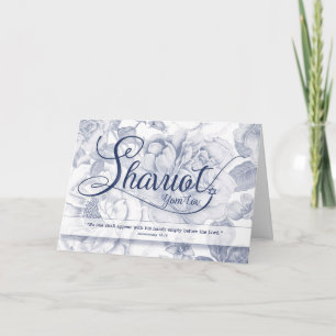 Tarjeta Shavuot Yom Tov Vintage Patrón de Rosa azul falso