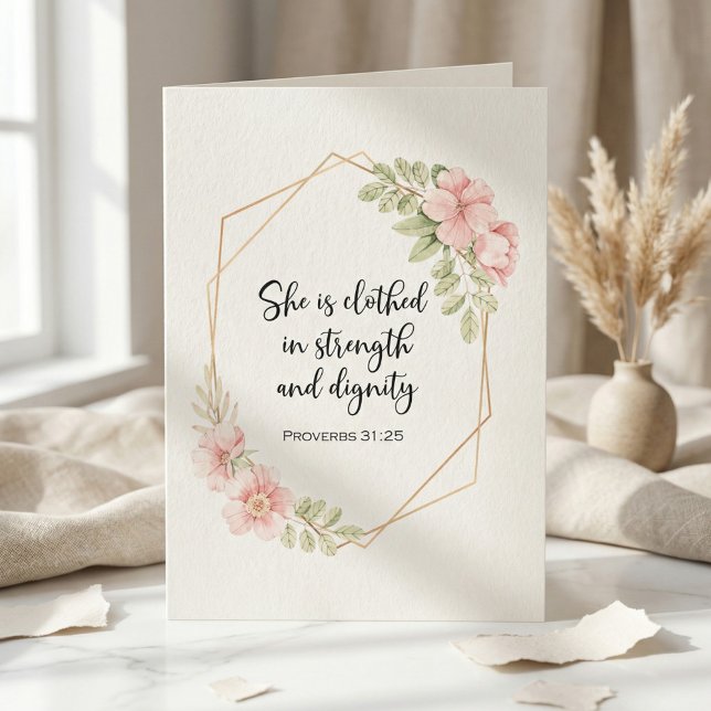 Tarjeta She Is Clothed in Strength and Dignity Birthday (Subido por el creador)