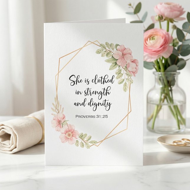 Tarjeta She Is Clothed in Strength & Dignity Encouragement (Subido por el creador)