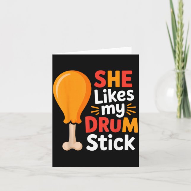 Tarjeta She Likes My Drum Stick Funny Foodie Humor Summer  (Anverso)