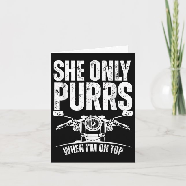 Tarjeta She Only Purrs When I'm On Top Funny Motorcycle Ri (Anverso)