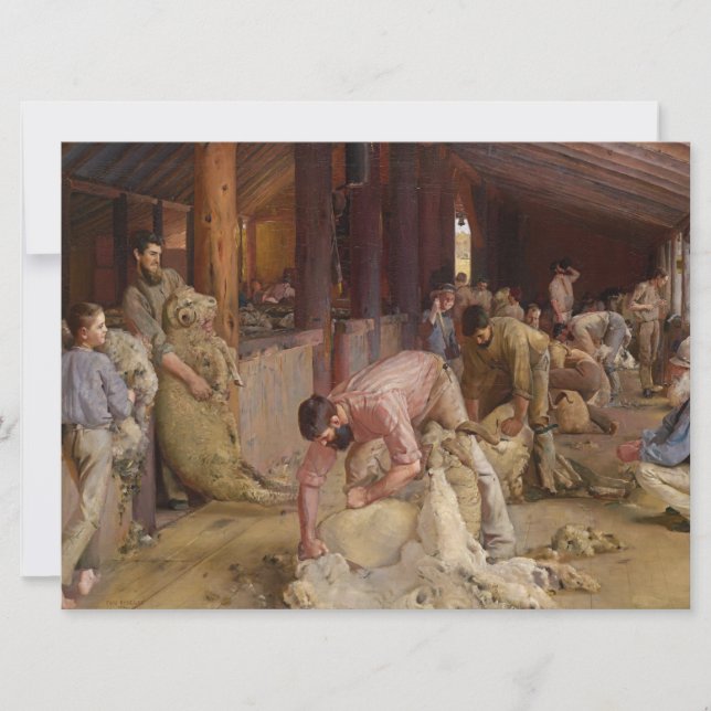 Tarjeta Shearing the Rams (Arte Australiano) (Tom Roberts) (Anverso)