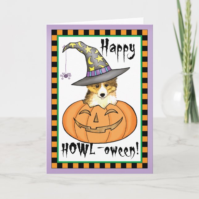 Tarjeta Sheltie Halloween (Anverso)