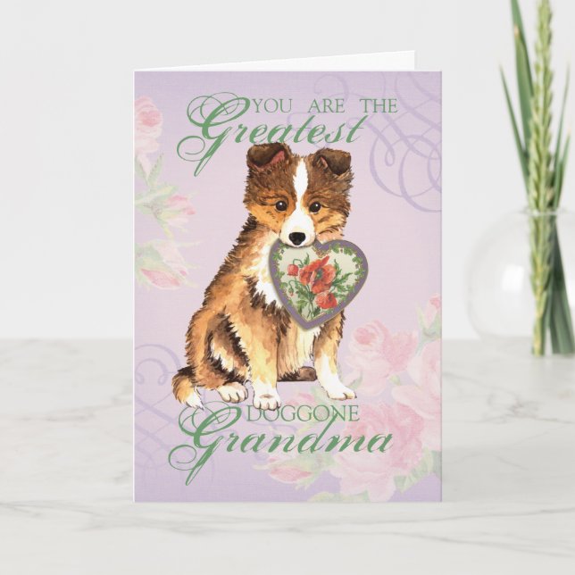 Tarjeta Sheltie Heart Grandma (Anverso)