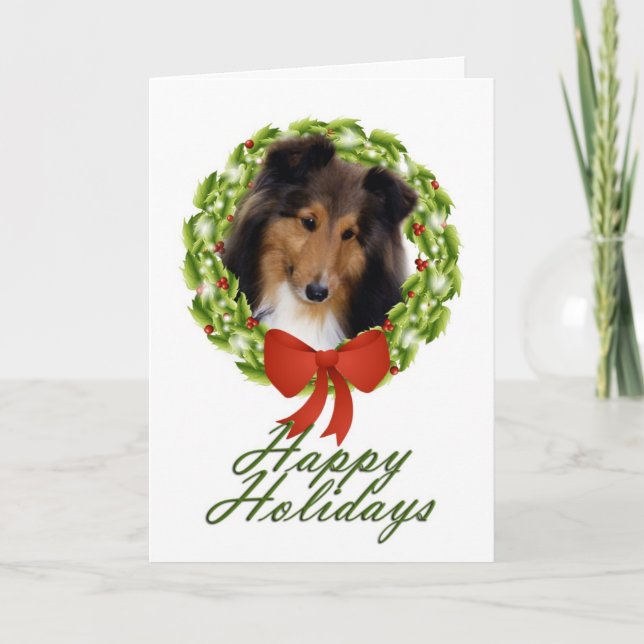 Tarjeta Sheltie Holiday #1 (Anverso)