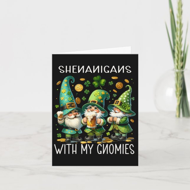 Tarjeta Shenanigans con mi Gnomies St Patricks Day Gnome (Anverso)