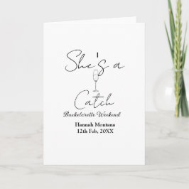 Tarjeta She's a catch champagne bottle bachelorette weeken