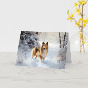 Tarjeta Shetland Sheepdog Deja Que Nieva Navidades