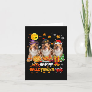 Tarjeta Shetland Sheepdog Dog Happy Halloween Acción de Gr