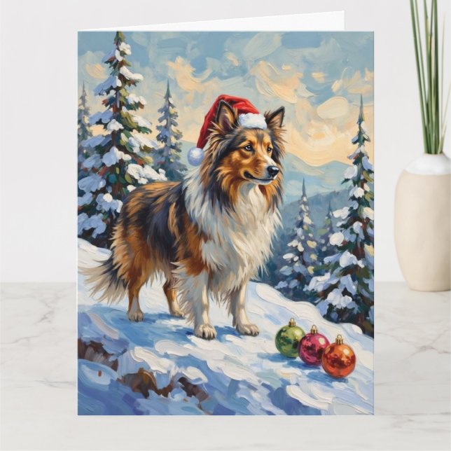 Tarjeta Shetland Sheepdog Herding Christmas Ornaments Hat (Anverso)