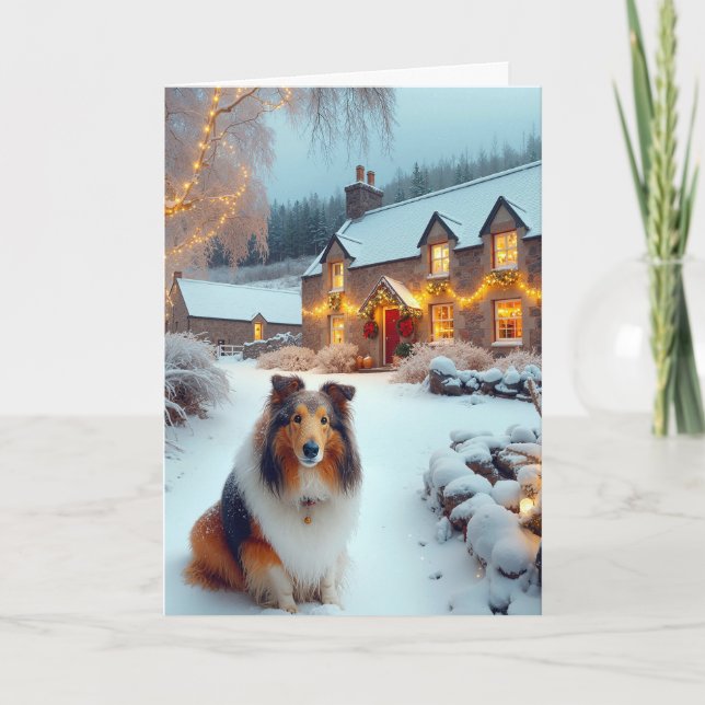 Tarjeta Shetland Sheepdog Holiday  (Anverso)