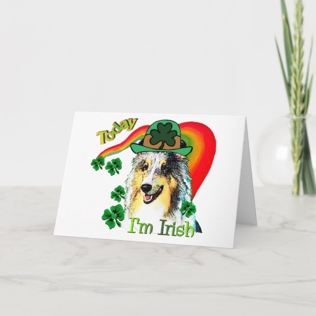 Tarjeta Shetland Sheepdog St Patricks (Anverso)