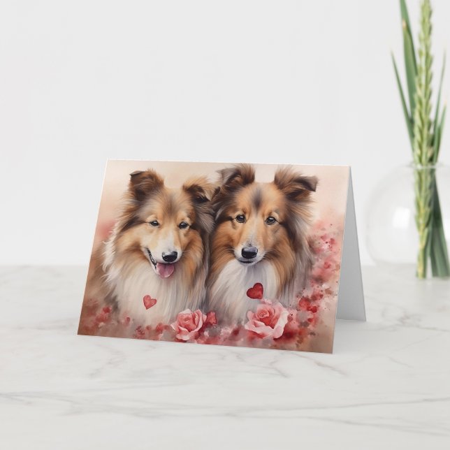 Tarjeta Shetland Sheepdog Valentine's Day (Anverso)