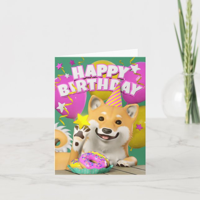 Tarjeta Shiba Feliz cumpleaños (Anverso)