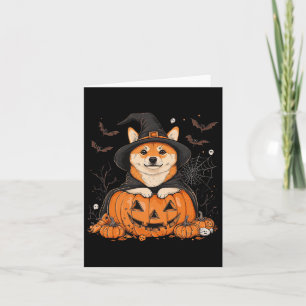 Tarjeta Shiba Inu Carabinero Calabaza Halloween Acción de