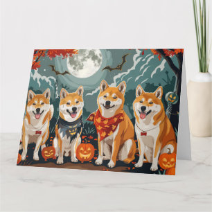 Tarjeta Shiba Inu Halloween Espeluznante