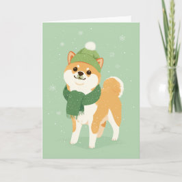 Tarjeta Shiba Inu Holiday Greeting