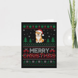 Tarjeta Shiba Inu Perro ama Santa Hat Árbol de Navidad
