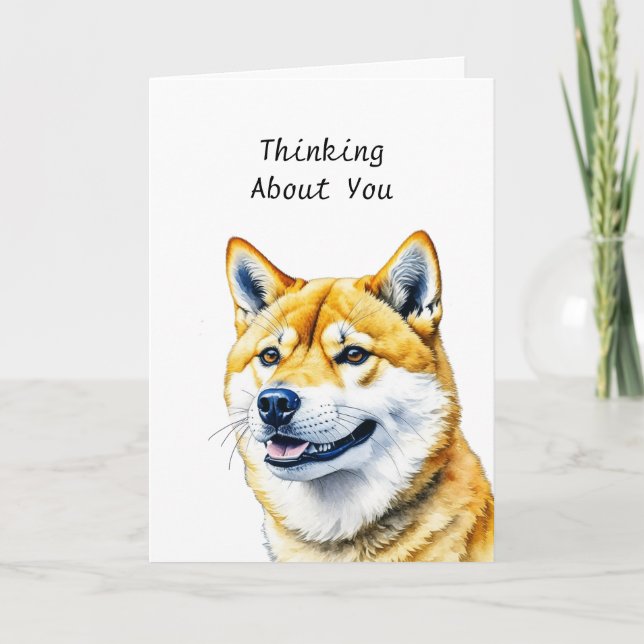 Tarjeta Shiba Inu Personalizada Pensando En Ti (Anverso)